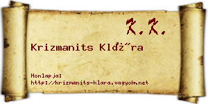 Krizmanits Klára névjegykártya